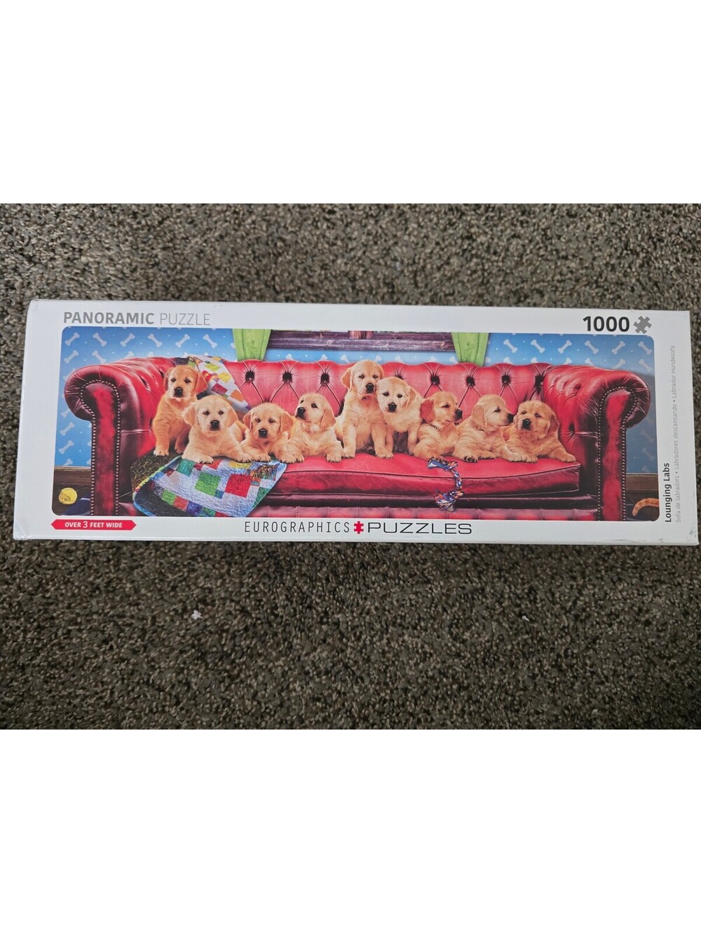 Eurographics Panoramic Puzzle - 1000 Pieces - Puppies on Red Couch